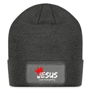Jesus Over Everything - Patch Beanie - charcoal grey - Front