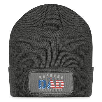 Patriotic Husband Defender Design - Patch Beanie - charcoal grey - Front