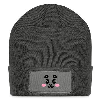 Smiling cat face - Patch Beanie - charcoal grey - Front