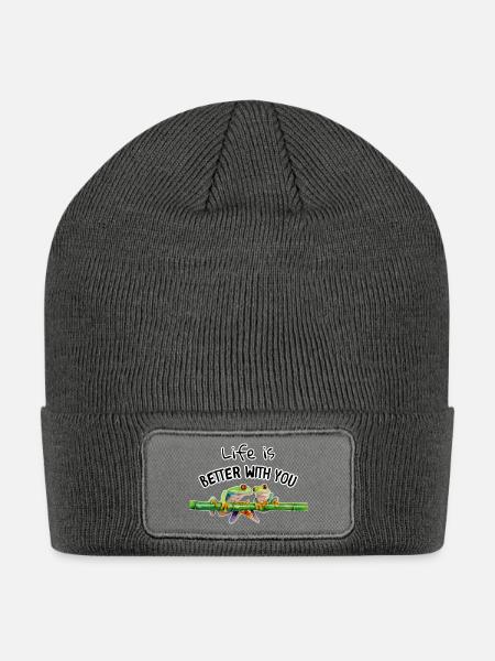 Life is better with you - Patch Beanie - charcoal grey