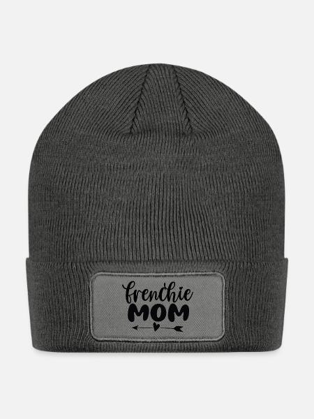 Frenchie Mom - Patch Beanie - charcoal grey