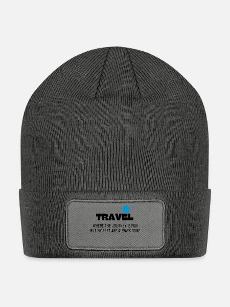 TRAVEL WHERE MY JOURNEY IS FUN - Patch Beanie - charcoal grey
