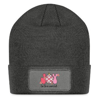 JOY TO THE WORLD - Patch Beanie - charcoal grey - Front