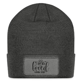 I am so loved john 316 - Patch Beanie - charcoal grey - Front