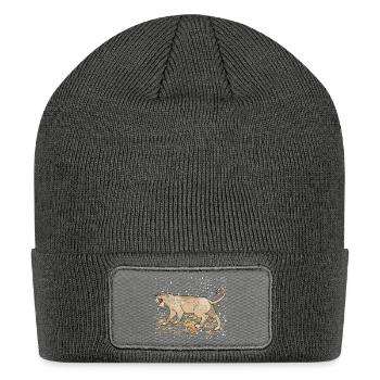 The long fanged lioness with a terrifying open mou - Patch Beanie - charcoal grey - Front