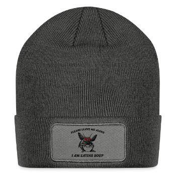 Retro Mothman Eating Soup Cryptid 90s - Patch Beanie - charcoal grey - Front