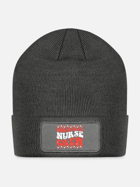 Christmas Nurse Crew - Patch Beanie - charcoal grey