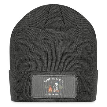 Funny Camping Skull Skeleton Rest In Peace Camper - Patch Beanie - charcoal grey - Front