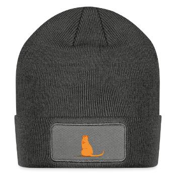 Orange Cat Waiting Loading Bar - Patch Beanie - charcoal grey - Front