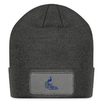 Pretty Blue Peacock - Patch Beanie - charcoal grey - Front