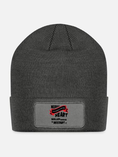 Nurse Cute Enough To Stop Your Heart - black - Patch Beanie - charcoal grey