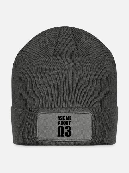 Ask Me About Omega 3 - Patch Beanie - charcoal grey