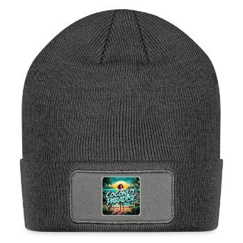 Kamala Harris 2024 | Coconut Trees and Political M - Patch Beanie - charcoal grey - Front