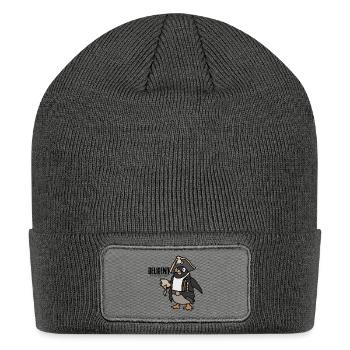 Cool Minimalist Penguin Chilling | Funny - Patch Beanie - charcoal grey - Front