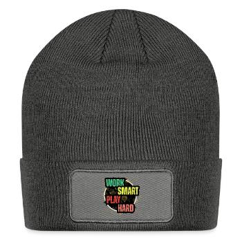 Work Smart Play Hard Neon Splash - Patch Beanie - charcoal grey - Front