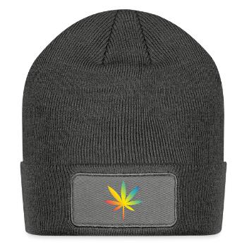 Cannabis / Marijuana / Hemp (Rainbow / Gradient) - Patch Beanie - charcoal grey - Front