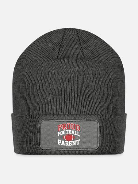 Proud Football Parent - Patch Beanie - charcoal grey