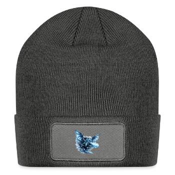 Mythical Ice Dragon: Frost & Fire Guardian Art - Patch Beanie - charcoal grey - Front