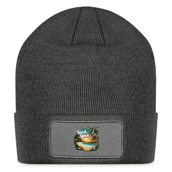 "Sand, Sea & Sun" Coconuts Beach Palm Sunshine - Patch Beanie - charcoal grey - Front