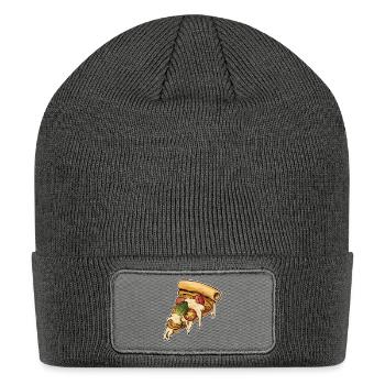The cheese pizza slice - Patch Beanie - charcoal grey - Front
