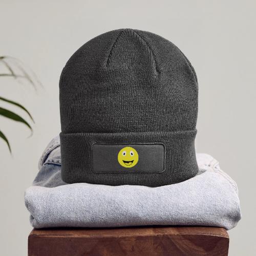 Yellow Happy Face Print - Patch Beanie