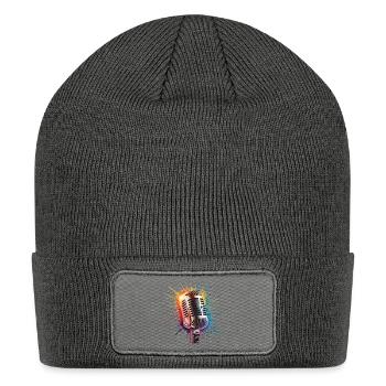 Microphone Art Print - Patch Beanie - charcoal grey - Front
