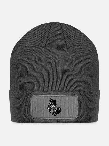 Unicorn Skeleton - Patch Beanie - charcoal grey