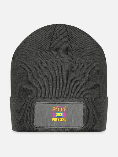 Let's Get Physical 80's Retro Workout Aerobics - Patch Beanie - charcoal grey