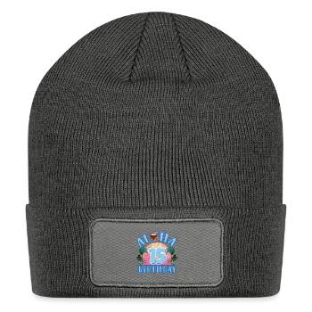 Aloha It's My 15th Birthday Coconut Drink And - Patch Beanie - charcoal grey - Front