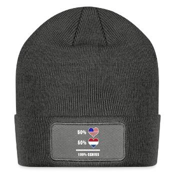 USA and Netherlands Genius flag design - Patch Beanie - charcoal grey - Front