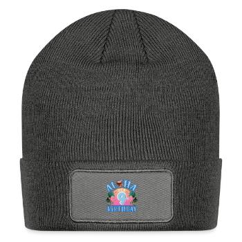 Aloha It's My 9th Birthday Coconut Drink And - Patch Beanie - charcoal grey - Front