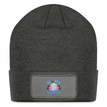 Aloha It's My 5th Birthday Coconut Drink And - Patch Beanie - charcoal grey - Front