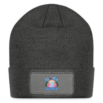 Aloha It's My 2nd Birthday Coconut Drink And - Patch Beanie - charcoal grey - Front