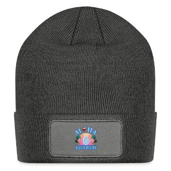 Aloha It's My 6th Birthday Coconut Drink And - Patch Beanie - charcoal grey - Front
