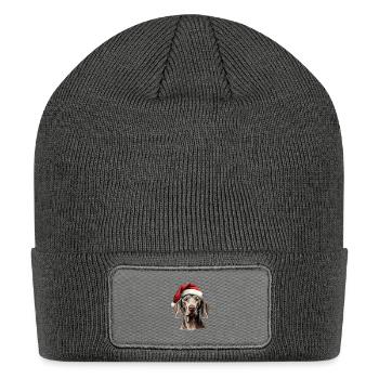 Weimaraner Christmas Dog - Patch Beanie - charcoal grey - Front