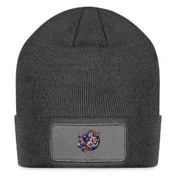 Chinese Zodiac Ox Astrological Sign Elegant - Patch Beanie - charcoal grey - Front