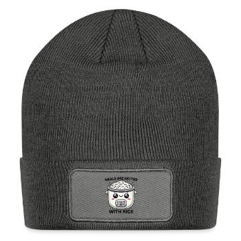 Funny Meals Are Better with Rice Cute Rice Pot - Patch Beanie - charcoal grey - Front
