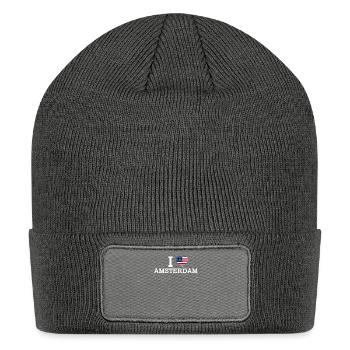 I Love Amsterdam USA Flag Heart American Flag Pun - Patch Beanie - charcoal grey - Front