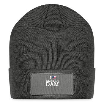 I Love Amsterdam USA Flag American Lover Flag Pun - Patch Beanie - charcoal grey - Front