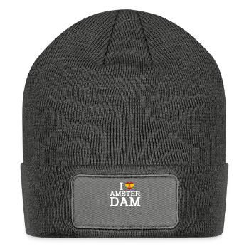 I Love Amsterdam Madrid Spain Heart Flag Lover - Patch Beanie - charcoal grey - Front
