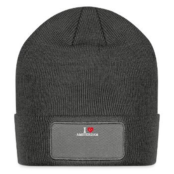I Love Amsterdam Turkish Heart Flag Cool Lover - Patch Beanie - charcoal grey - Front