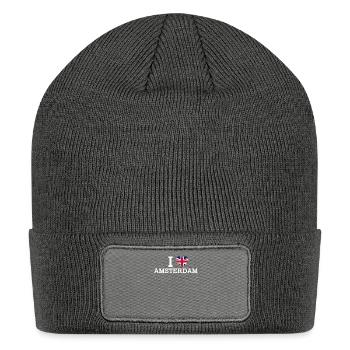 I Love Amsterdam United Kingdom Heart Flag UK Pun - Patch Beanie - charcoal grey - Front
