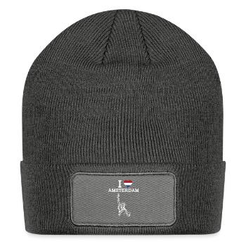 I Love Amsterdam Cool Flag Statue Of Liberty Pun - Patch Beanie - charcoal grey - Front