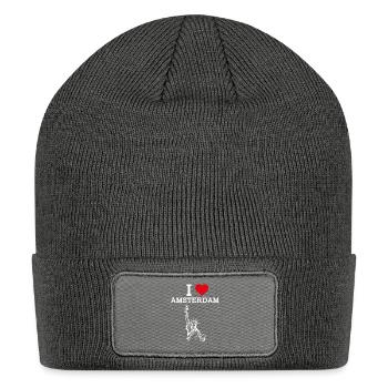 I Love Amsterdam Cool Statue Of Liberty Heart Flag - Patch Beanie - charcoal grey - Front