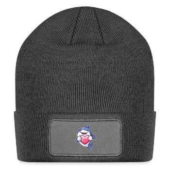Sweet Shark – Jaws of Love - Patch Beanie - charcoal grey - Front