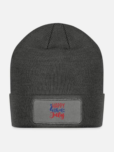 Happy 4th Of July - Patch Beanie - charcoal grey