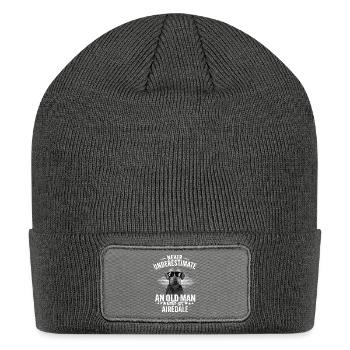 Never Underestimate An Old Man With An Airedale - Patch Beanie - charcoal grey - Front