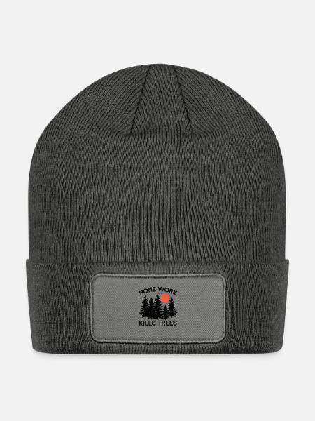 Home Work Kills Trees - Patch Beanie - charcoal grey