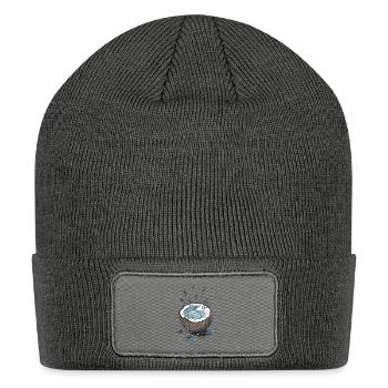 Dive Into Coconut Pool Adventure Fun Illustration - Patch Beanie - charcoal grey - Front