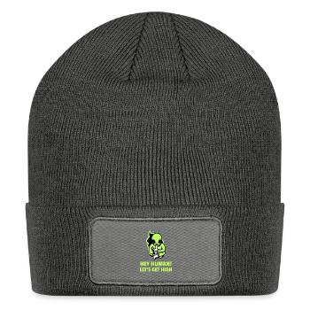 Alien Smoking with Phrase - Patch Beanie - charcoal grey - Front